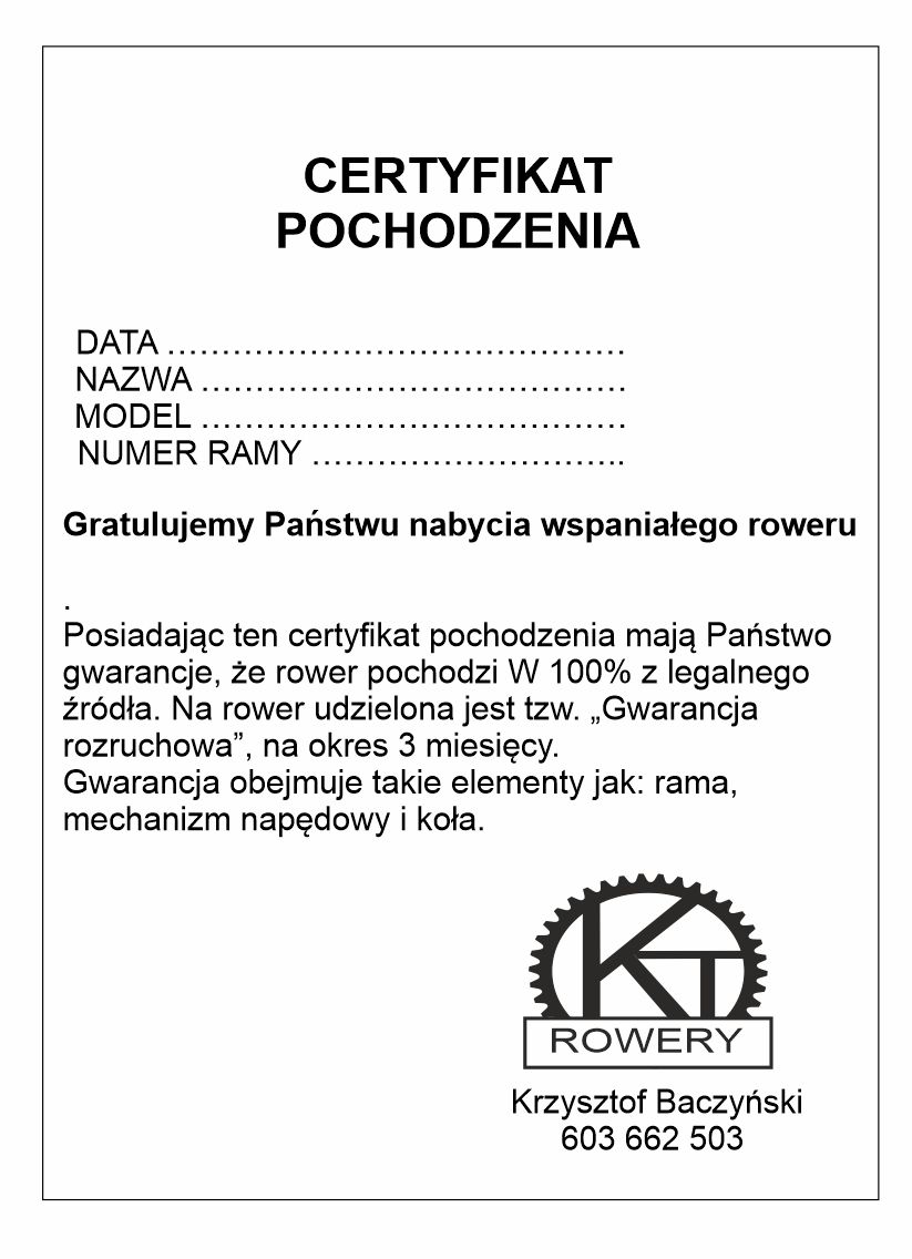 Certyfikat Gwarancji